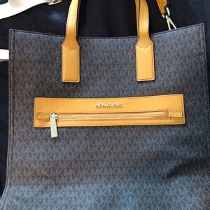 Michael Kors Brown and mustard yellow Tote Bag